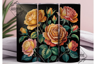 Elegant Golden Roses 20oz Tumbler Wrap Sublimation sassyprint 