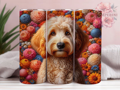 Elegant Goldendoodle Art Tumbler, Pet Lover, Museum Quality, Elegant Art, Whimsical Design, 20Oz Tumbler, Sublimation Wrap Sublimation Li Zamperini 