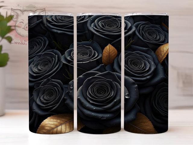 Elegant Gothic Black Roses 20oz Tumbler, Floral Design Cup, 20oz Drinkware, Elegant Tumbler, Gothic Rose Mug, Seamless Floral Wrap, Dark Floral Gift Sublimation Lara' s Designs 