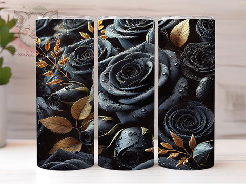 Elegant Gothic Black Roses 20oz Tumbler, Floral Design Cup, 20oz Drinkware, Elegant Tumbler, Gothic Rose Mug, Seamless Floral Wrap, Dark Floral Gift Sublimation Lara' s Designs 