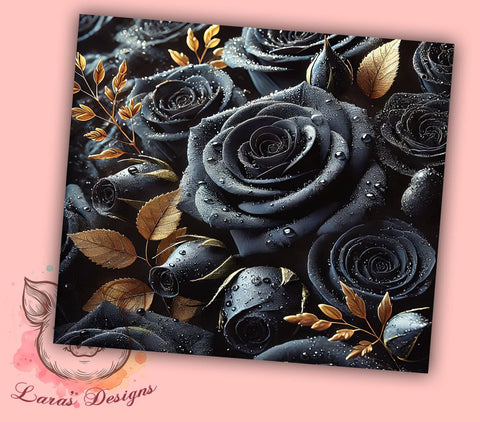 Elegant Gothic Black Roses 20oz Tumbler, Floral Design Cup, 20oz Drinkware, Elegant Tumbler, Gothic Rose Mug, Seamless Floral Wrap, Dark Floral Gift Sublimation Lara' s Designs 