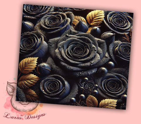 Elegant Gothic Black Roses 20oz Tumbler, Floral Design Cup, 20oz Drinkware, Elegant Tumbler, Gothic Rose Mug, Seamless Floral Wrap, Dark Floral Gift Sublimation Lara' s Designs 