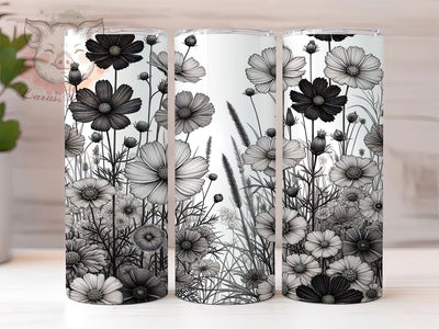 Elegant Gothic Floral Dark Tumbler, Black Floral Art, Dark Flower Design, Modern Botanical, Gothic Tumbler, Black Nature Art, Elegant Flora Wrap, Dark Garden Design Sublimation Lara' s Designs 