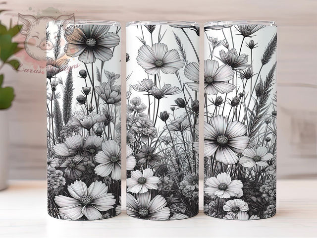 Elegant Gothic Floral Dark Tumbler, Black Floral Art, Dark Flower Design, Modern Botanical, Gothic Tumbler, Black Nature Art, Elegant Flora Wrap, Dark Garden Design Sublimation Lara' s Designs 