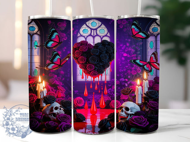 Elegant Gothic Garden Tumbler, Dark Romance Pattern, Elegant Gothic Design, 20Oz Sublimation Wrap, Moody Floral Art, Romantic Gothic Texture, Tumbler Sublimation Sublimation ToriDesigns 