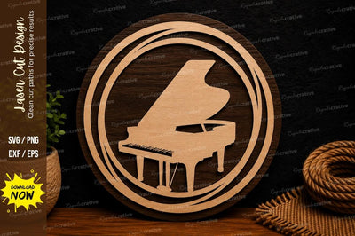 Elegant Grand Piano Ornament Laser Cut SVG File SVG Regulrcrative 
