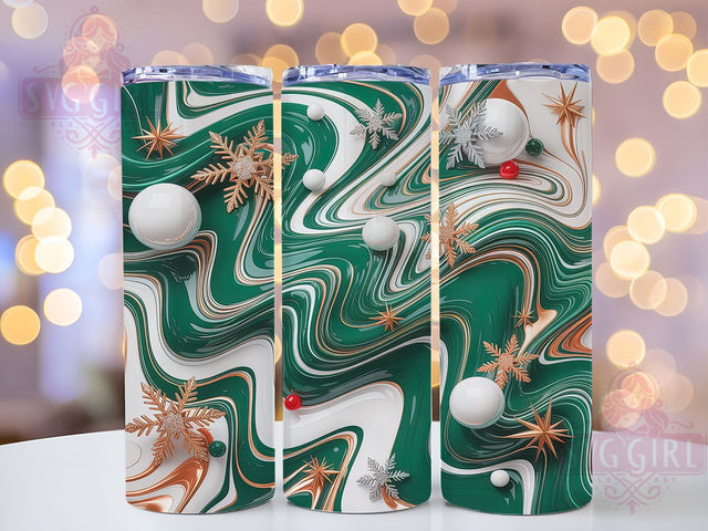 Elegant Green Gold Christmas Tumbler, Elegant Green Gold Wrap, Holiday Abstract Sublimation, 20oz Marble Tumbler, Festive Swirl Art, Seasonal Elegant Mug, Luxury Holiday Cup Sublimation SvggirlplusArt 