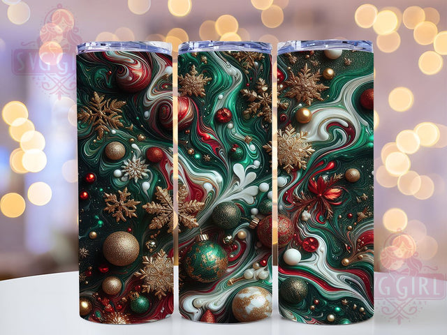 Elegant Green Gold Christmas Tumbler, Elegant Green Gold Wrap, Holiday Abstract Sublimation, 20oz Marble Tumbler, Festive Swirl Art, Seasonal Elegant Mug, Luxury Holiday Cup Sublimation SvggirlplusArt 
