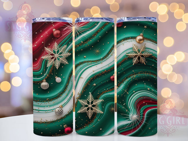 Elegant Green Gold Christmas Tumbler, Elegant Green Gold Wrap, Holiday Abstract Sublimation, 20oz Marble Tumbler, Festive Swirl Art, Seasonal Elegant Mug, Luxury Holiday Cup Sublimation SvggirlplusArt 