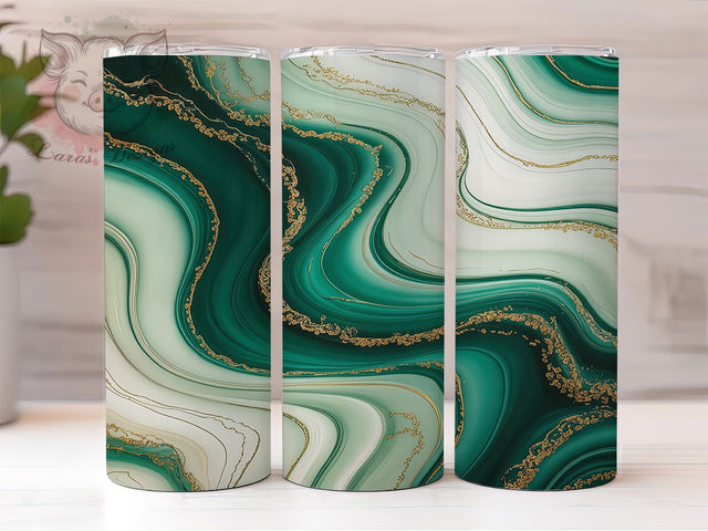 Elegant Green Gold Marble Art Tumbler, Green Gold Silver Wrap, 20oz Tumbler Sublimation, Elegant Metallic Swirl Design, Luxe Marble Tumbler, Glam Stone Wrap, Shimmer Marble Sublimation Sublimation Lara' s Designs 