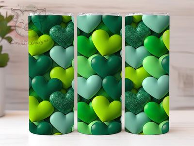 Elegant Green Heart Valentine Tumbler, Romantic Holiday Pattern, Love Theme Design, 20Oz Sublimation Wrap, Elegant Valentine Art, Unique Heart Texture, Tumbler Sublimation Sublimation Lara' s Designs 