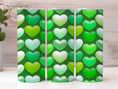 Elegant Green Heart Valentine Tumbler, Romantic Holiday Pattern, Love Theme Design, 20Oz Sublimation Wrap, Elegant Valentine Art, Unique Heart Texture, Tumbler Sublimation Sublimation Lara' s Designs 