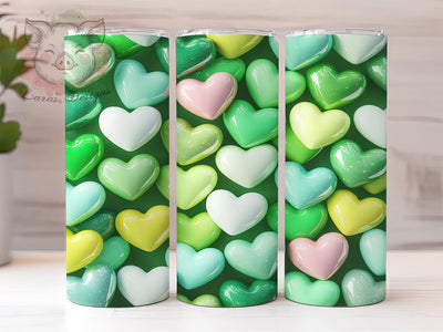 Elegant Green Heart Valentine Tumbler, Romantic Holiday Pattern, Love Theme Design, 20Oz Sublimation Wrap, Elegant Valentine Art, Unique Heart Texture, Tumbler Sublimation Sublimation Lara' s Designs 