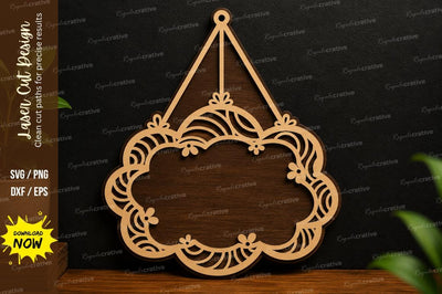 Elegant Hanging Label Frame SVG | Ornamental Laser Cut Sign File SVG Regulrcrative 