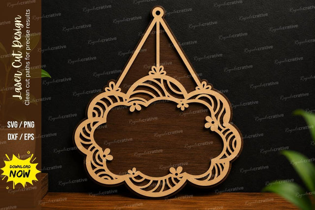 Elegant Hanging Label Frame SVG | Ornamental Laser Cut Sign File SVG Regulrcrative 
