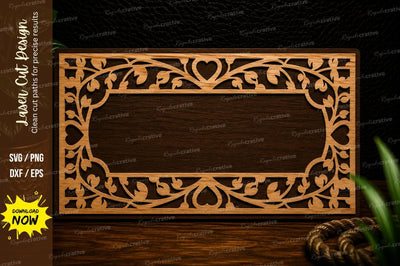 Elegant Heart Border Name Frame Laser Cut SVG Design SVG Regulrcrative 