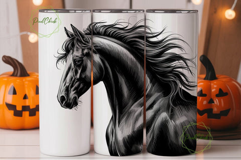 Elegant Horse Sketch 20oz Tumbler Wrap Sublimation PixelChick 