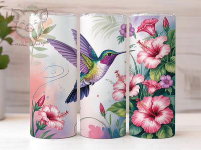 Elegant Hummingbird Floral Tumbler, Bird Tumbler, Elegant 20oz Wrap, Sublimation Design, Stylish Gift Idea, Hummingbird Wrap, Floral Bird Tumbler Sublimation Lara' s Designs 