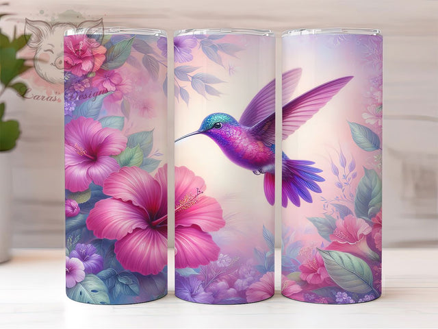 Elegant Hummingbird Floral Tumbler, Bird Tumbler, Elegant 20oz Wrap, Sublimation Design, Stylish Gift Idea, Hummingbird Wrap, Floral Bird Tumbler Sublimation Lara' s Designs 