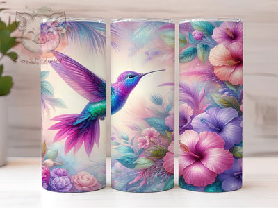 Elegant Hummingbird Floral Tumbler, Bird Tumbler, Elegant 20oz Wrap, Sublimation Design, Stylish Gift Idea, Hummingbird Wrap, Floral Bird Tumbler Sublimation Lara' s Designs 