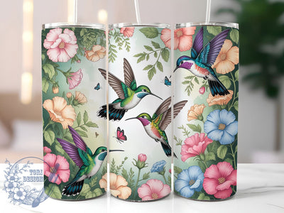 Elegant Hummingbird Floral Tumbler, Seamless Bird Tumbler, Elegant Hummingbird Wrap, Whimsical Floral Wrap, Rustic Bird Wrap, Sublimation Design, Trendy Gift Idea Sublimation ToriDesigns 