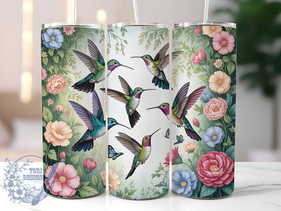 Elegant Hummingbird Floral Tumbler, Seamless Bird Tumbler, Elegant Hummingbird Wrap, Whimsical Floral Wrap, Rustic Bird Wrap, Sublimation Design, Trendy Gift Idea Sublimation ToriDesigns 
