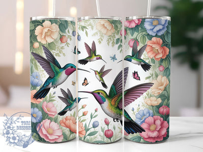 Elegant Hummingbird Floral Tumbler, Seamless Bird Tumbler, Elegant Hummingbird Wrap, Whimsical Floral Wrap, Rustic Bird Wrap, Sublimation Design, Trendy Gift Idea Sublimation ToriDesigns 
