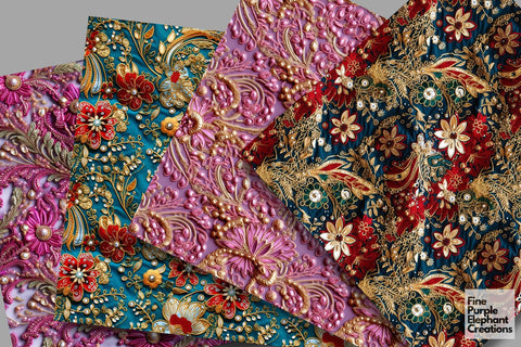 Elegant Indian Wedding Hindu Pattern Digital Pattern Fine Purple Elephant Creations 