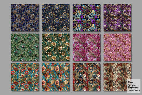 Elegant Indian Wedding Hindu Pattern Digital Pattern Fine Purple Elephant Creations 