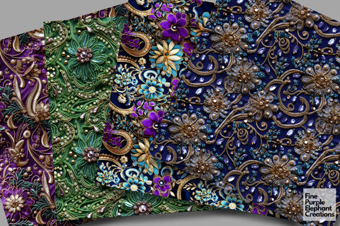 Elegant Indian Wedding Hindu Pattern Digital Pattern Fine Purple Elephant Creations 