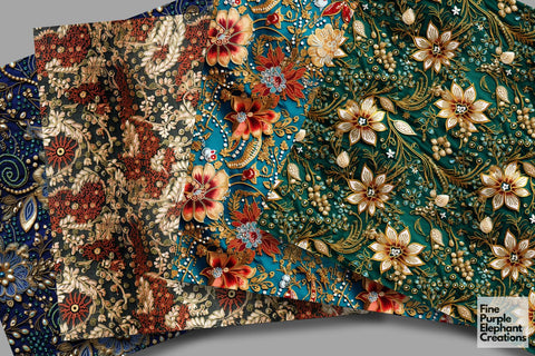 Elegant Indian Wedding Hindu Pattern Digital Pattern Fine Purple Elephant Creations 