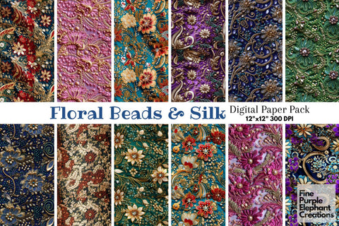 Elegant Indian Wedding Hindu Pattern Digital Pattern Fine Purple Elephant Creations 