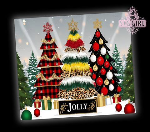 Elegant Jolly Christmas Tumbler Wrap, Elegant Holiday Drinkware, 20oz Tumbler Design, Jolly Christmas Decor, Festive Sublimation Design, Holiday Gift Tumbler, Christmas Tree Tumbler Sublimation SvggirlplusArt 