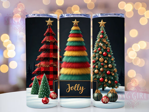Elegant Jolly Christmas Tumbler Wrap, Elegant Holiday Drinkware, 20oz Tumbler Design, Jolly Christmas Decor, Festive Sublimation Design, Holiday Gift Tumbler, Christmas Tree Tumbler Sublimation SvggirlplusArt 