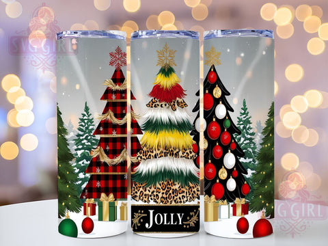 Elegant Jolly Christmas Tumbler Wrap, Elegant Holiday Drinkware, 20oz Tumbler Design, Jolly Christmas Decor, Festive Sublimation Design, Holiday Gift Tumbler, Christmas Tree Tumbler Sublimation SvggirlplusArt 