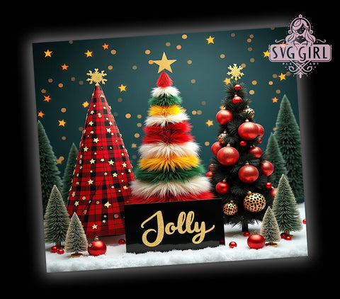 Elegant Jolly Christmas Tumbler Wrap, Elegant Holiday Drinkware, 20oz Tumbler Design, Jolly Christmas Decor, Festive Sublimation Design, Holiday Gift Tumbler, Christmas Tree Tumbler Sublimation SvggirlplusArt 