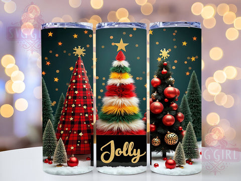 Elegant Jolly Christmas Tumbler Wrap, Elegant Holiday Drinkware, 20oz Tumbler Design, Jolly Christmas Decor, Festive Sublimation Design, Holiday Gift Tumbler, Christmas Tree Tumbler Sublimation SvggirlplusArt 