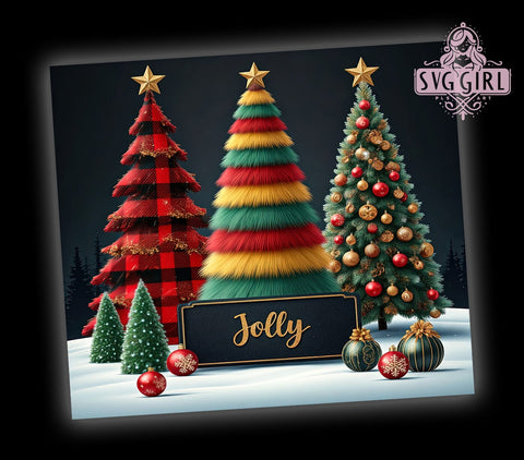Elegant Jolly Christmas Tumbler Wrap, Elegant Holiday Drinkware, 20oz Tumbler Design, Jolly Christmas Decor, Festive Sublimation Design, Holiday Gift Tumbler, Christmas Tree Tumbler Sublimation SvggirlplusArt 