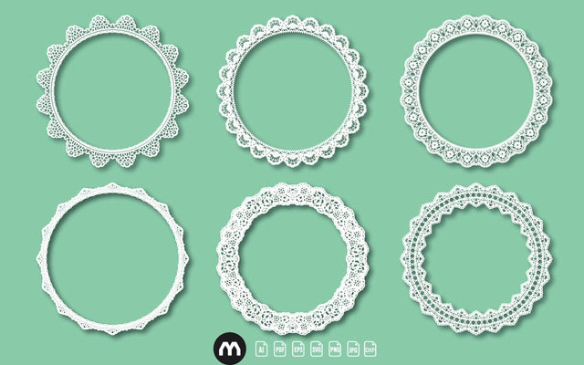 Elegant Lace Circle Frames Bundle SVG – Intricate Round Frame Design Collection SVG naemmiah021 