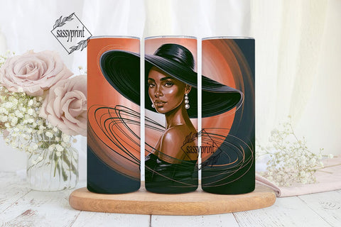Elegant Lady in Hat Tumbler Wrap Sublimation sassyprint 