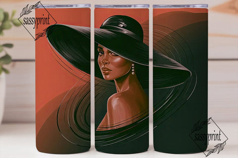 Elegant Lady in Hat Tumbler Wrap Sublimation sassyprint 