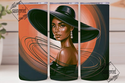 Elegant Lady in Hat Tumbler Wrap Sublimation sassyprint 