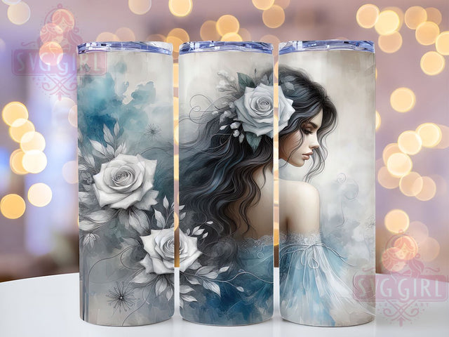 Elegant Lady Watercolor Tumbler, Watercolor Tumbler, 20oz Tumbler Wrap, Feminine Tumbler, Lady Portrait Tumbler, Elegant Design Tumbler, Art Tumbler Sublimation SvggirlplusArt 