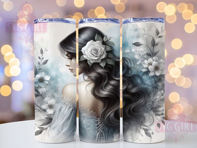 Elegant Lady Watercolor Tumbler, Watercolor Tumbler, 20oz Tumbler Wrap, Feminine Tumbler, Lady Portrait Tumbler, Elegant Design Tumbler, Art Tumbler Sublimation SvggirlplusArt 