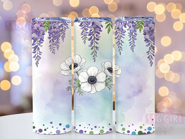 Elegant Lavender Spring Floral Tumbler, Anemone Flower Wrap, 20oz Sublimation PNG, Purple Bloom Tumbler, Elegant Floral Tumbler Design, Spring Flowers Tumbler, Pastel Flower Wrap Sublimation SvggirlplusArt 