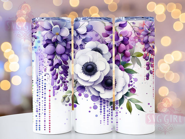 Elegant Lavender Spring Floral Tumbler, Anemone Flower Wrap, 20oz Sublimation PNG, Purple Bloom Tumbler, Elegant Floral Tumbler Design, Spring Flowers Tumbler, Pastel Flower Wrap Sublimation SvggirlplusArt 