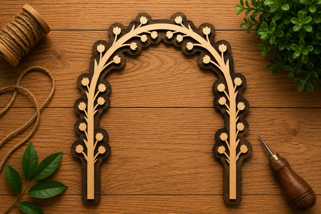 Elegant Leaf Arch Laser Cut Svg File Design SVG Regulrcrative 