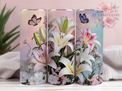 Elegant Lily Butterfly Floral Tumbler, Spring Butterfly Tumbler, Seamless Flower Wrap, Elegant Lily Wrap, Butterfly Floral Wrap, Sublimation Design, Trendy Gift Idea Sublimation Li Zamperini 