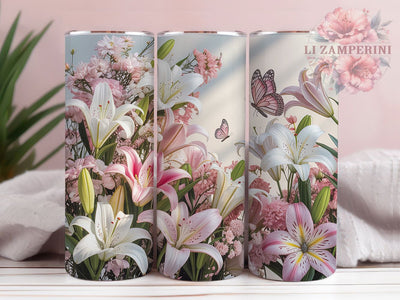 Elegant Lily Butterfly Floral Tumbler, Spring Butterfly Tumbler, Seamless Flower Wrap, Elegant Lily Wrap, Butterfly Floral Wrap, Sublimation Design, Trendy Gift Idea Sublimation Li Zamperini 