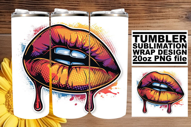 Elegant Lip Print Tumbler Wrap Sublimation afrosvg 